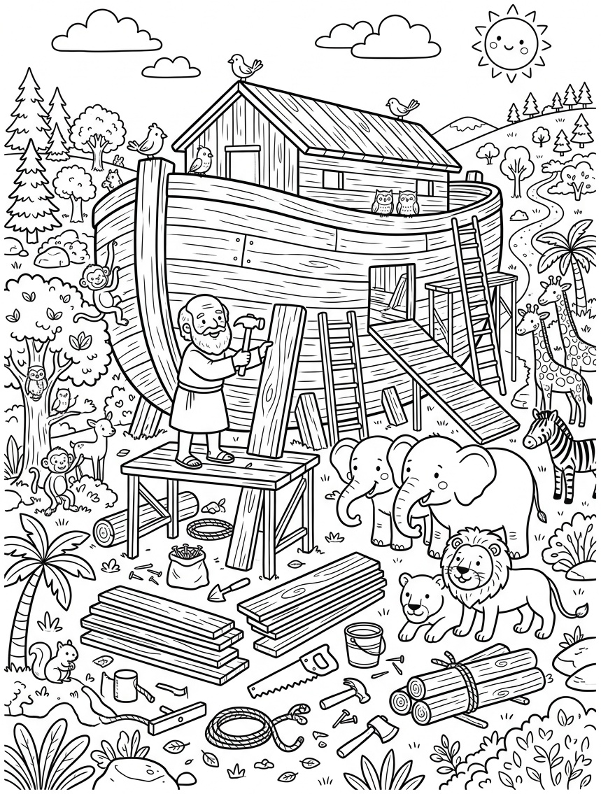 A arca de Noé para colorir