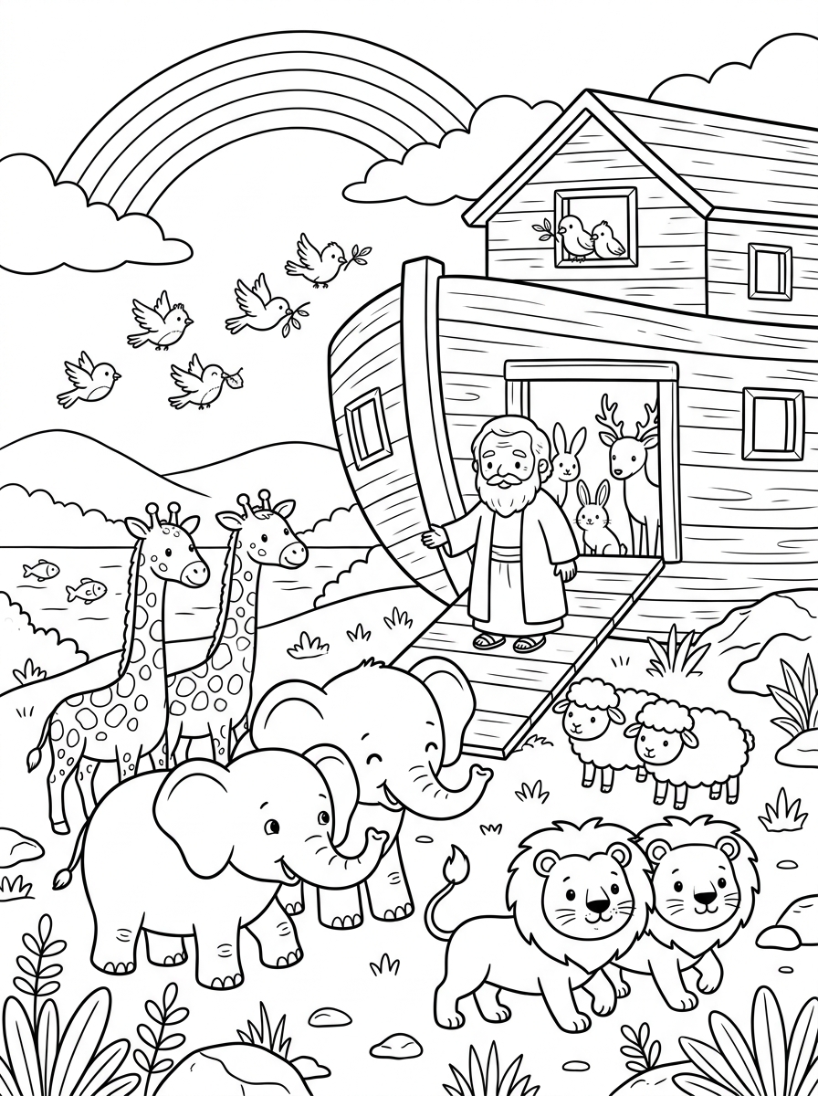 Noé e os Animais para Colorir