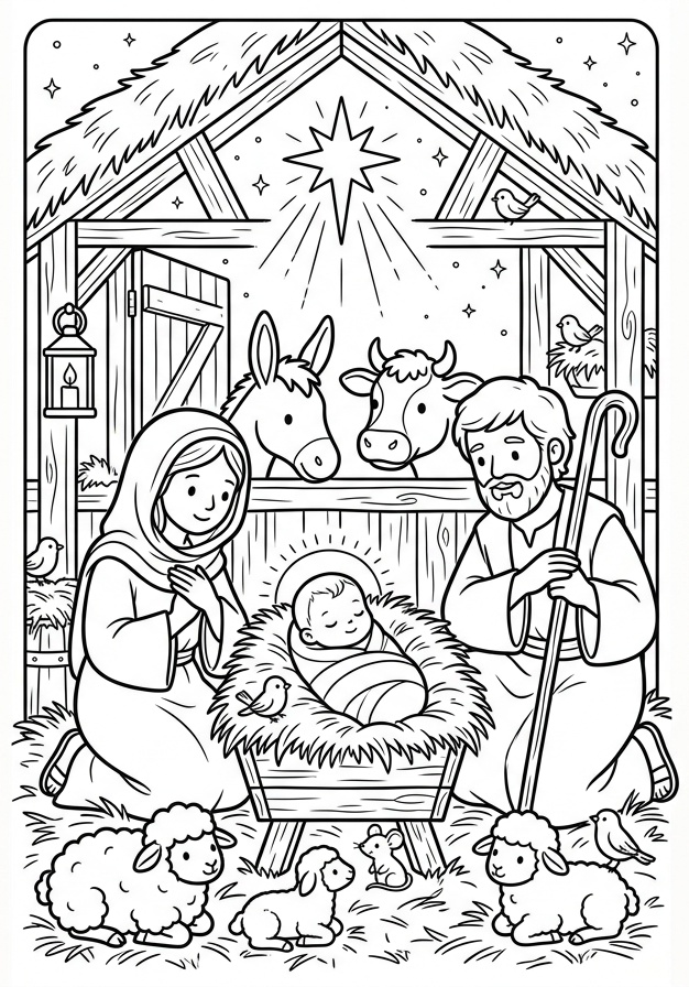 O Nascimento de Jesus para Colorir